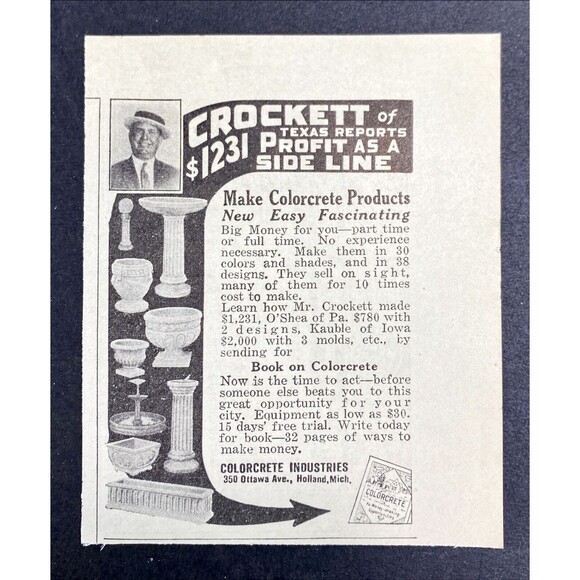 Colorcrete Industries "Make Colorcete Products as Sideline" VTG Print Ad 1931 - Picture 3 of 3